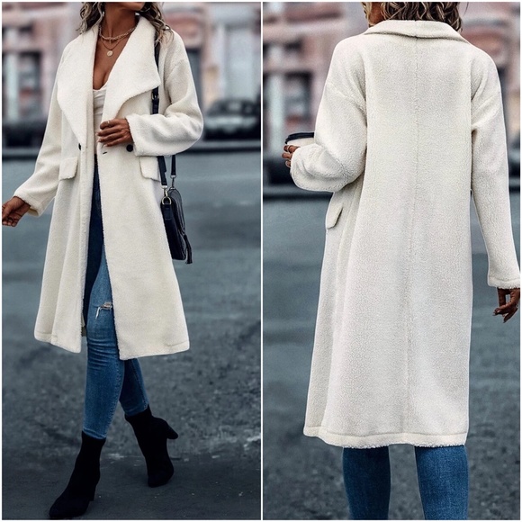 Cozy Wide Collar Teddy Oversized Jacket Coat - Picture 5 of 8